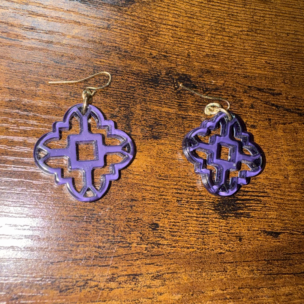 Zenzii Purple Acrylic Geometric Earrings